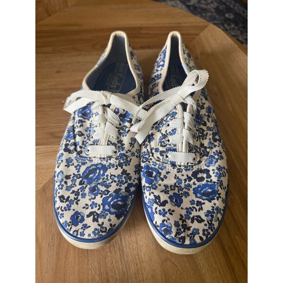 Keds Shoes - Keds Blue Floral Low Ribbon Lace Sneakers Sz. 9.5